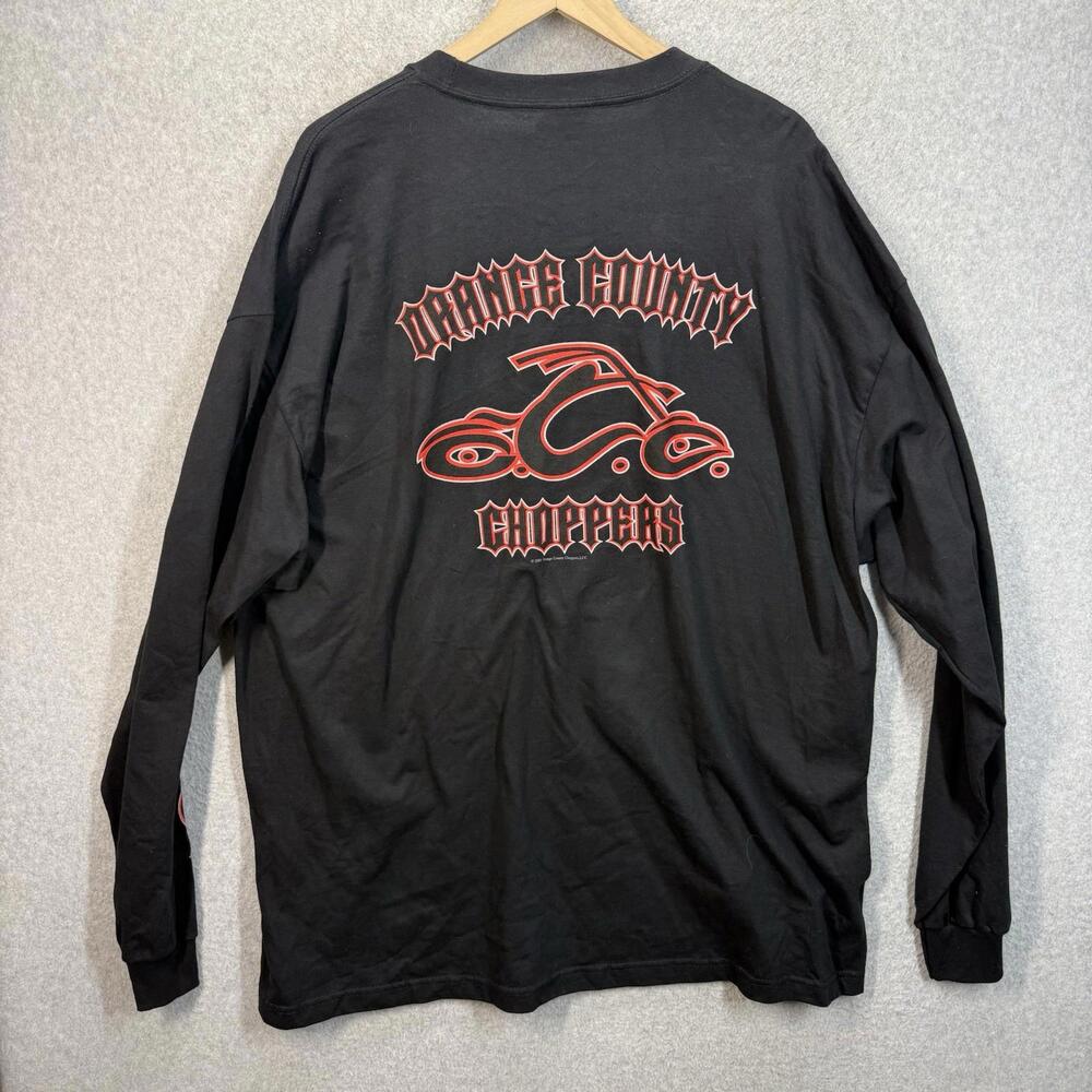 Vintage Orange County Choppers Mens Flames OCC Crewneck‎ Biker Shirt 2003 2XL
